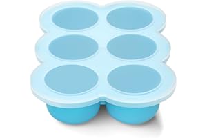 btrfe Gefrierschale für Babynahrung mit Deckel, Perfekter 6 x 90ml Silikon Aufbewahrungsbehälter für selbstgemachte Babynahrung, Muttermilch, Fruchtpüree, Gemüse (Blau)