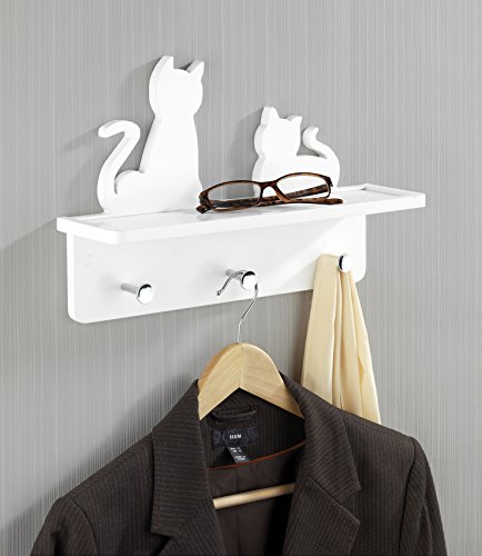 Wenko 86311900 Wand-Garderobe Katzen mit Ablage, MDF, wieß, 24.5 x 37 x 10 cm - 2