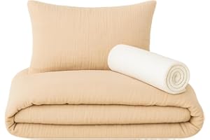 Lovely Hippo - Sábana bajera de 80 x 160 cm + funda nórdica (100% gasa algodón) 120 x 170 cm + funda de almohada (100% muselina algodón) 40 x 60 cm – Juego de 3 piezas de 80 x 160 cm – Suave y aireada