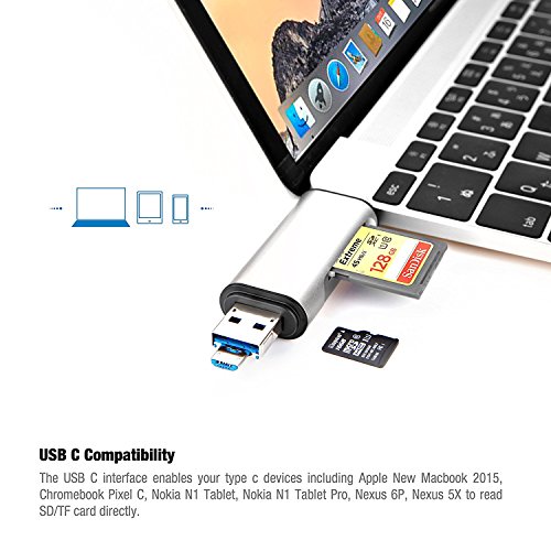 Cotop SD / TF Kartenleser mit Micro USB OTG / Typ C USB OTG Adapter Schnittstelle für PC / Android / Typc C Gerät, MacBook - 6