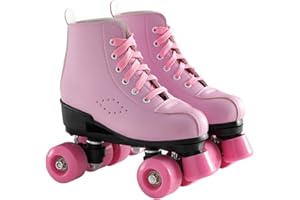 SPRLN Girls Roller Skates, Quad Roller Skates for Women, 4 Wheel PU Light Up Roller Skting Double Row PU Leather Rollerskates Rollersktes for Beginners Kids Women Adults