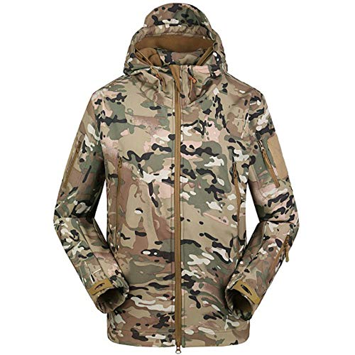 KPILP Männer Solide Druck Jacke Mantel Jacke Winter Wasserdichte Softshell Jacken Windbreaker Kleidung Outwear(Camouflage, EU-58/CN-3XL