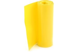 sourcing map Tubo Termorretráctil, Termoretractil para Baterías 18650, 2m Longitud, Ancho Plano de 85mm, Funda Termoretractil Bateria, Tubo Termoretractil PVC, Amarillo