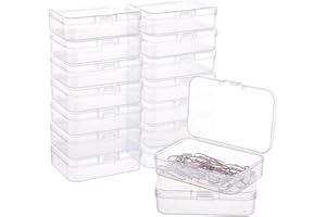 BENECREAT 16 Pcs Rectangle Clair Stockage Perle Plastique Conteneurs Boîte de Cas avec Couvercles Flip-Up pour Petits Articles, Herbes, Minuscules Constats Jewerlry, 7.4x4.9x2cm