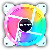 REVENGE 12cm Sabit Yanan Rainbow Kasa Fanı Molex Bağlantılı Led Bilgisayar LED Fanı 120mm (Beyaz)