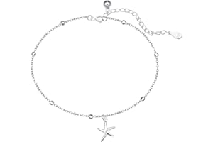 ORAZIO 925 Braccialetto Alla Caviglia In Argento Sterling Multistrato Cavigliere Per Le Donne Cuore Rotondo Cavigliere A Sfera Catena Regolabile Spiaggia Di Estate Dei Monili Del Piede