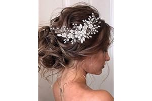 Vakkery Bride Flower Wedding Hair Vines Silver Crystal Headbands Floral Bridal Hair Accessories for Women and Girls