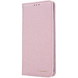 Funda Samsung S7 Edge, con función de llevar tarjeta de credito y dinero, Rosa Dorado