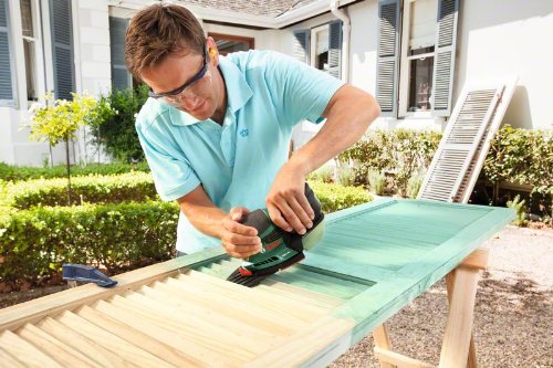 Bosch DIY Akku-Multischleifer PSM 18 LI, ohne Akku, 3 Schleifblätter K 80/K 120/K 160, Karton (18 V, Schwingzahl 22.000 min-1, Schleiffläche 104 cm²) - 3