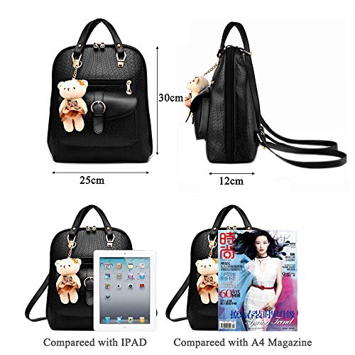 Tibes imperméable à l'eau mini-sac à dos/sac à bandoulière/fourre-tout Cartables Sac à dos filles Noir