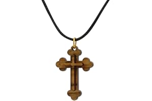 MIZZE MADE FOR LUCK Colgante de la cruz de Belén en madera de olivo con certificado de autenticidad.