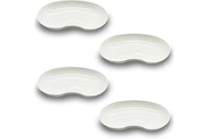 EMYU 4 x Nierenschale aus Kunststoff | weiß | wiederverwendbar | Auffangschale | lebensmittelecht, desinfizierbar, autoklavierbar | für Schminke, medizinische Instrumente, Beauty-Schale (4)