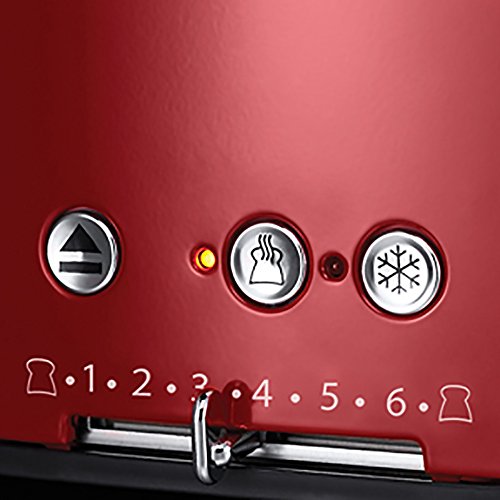 Russell Hobbs 21690-56 Retro Ribbon Red 4-Schlitz Toaster mit stylischer Countdown-Anzeige, Schnell-Toast-Technologie, 2400 W, rot - 4