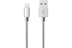 FUGETEK iPhone Charger Cable Lightning Cable [Apple MFi Certified] (Grey) Charging USB Syncing Data Nylon Braided Cord Compatible with iPhone 14/13/12/11 Pro Max/XS MAX/XR/XS/X/8/7/Plus/6S/6/SE/5S (1M)
