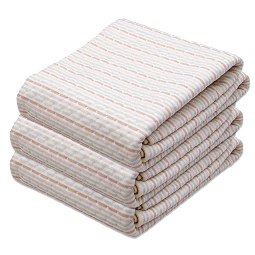 Preisvergleich Produktbild Baby Tragbar Wasserdicht Wickelauflage Matte - Atmungsaktiv Underpads Matratzenauflage Blatt Schutz Pads Wechseln Packung mit 3 Stück (Braun & Grün & Weiße Streifen, L - 70 x 100 cm(3 Stück))