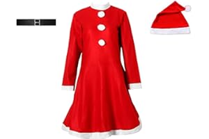 LAZY SPORTS Disfraz de Mamá Noel para Mujeres, Traje Navideño Completo con Vestido, Gorro y Cinturón, para Fiestas y Eventos de Navidad