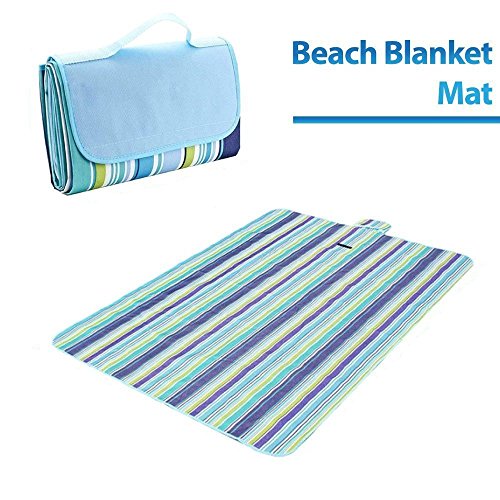 Picknickdecke, Nazzamo Stranddecke Picknickmatte, Fleece-Picknick-Decke mit Wasserabweisender Unterseite,70″ x 56″ - 2
