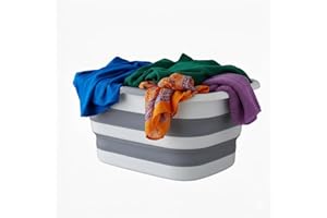 EPISENT 41 L Collapsible Laundry Basket, Foldable Pop Up Plastic Washing Tub and Space Saving Clothes Hamper with Comfort Grip Handles for Bathroom Bedroom and Laundry Room