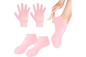 VIERONE 2 Pairs Moisturizing Glove Socks Set Protective Moisturising Socks Moisturising Gloves Silicone Socks for Moisturising Feet Care for Hands and Feet Spa Pedicure Socks for Foot Hand Softening (Pink)