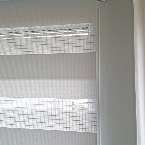 Easy-Shadow Hochwertiges UNIVERSAL Klemm- und Klebe Duo-Rollo Doppelrollo Außenmaß Breite 130 x 120 cm Höhe – 130×120 cm Apricot ( creme , beige ) – Vario Duorollo Duo Klemmfix Klemmrollo / Kleberollo ohne Bohren inklusive 2 Stück Klemmträger Easy&Fix montiert – inkl. Seitenführung - 7