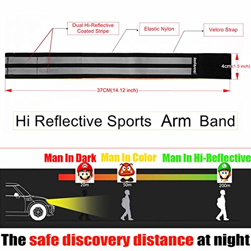 Fantaseal® Sport Reflektoren Band Kit Radsport Reflektoren Running Reflektor Outdoor Reflektoren Fahrrad Reflektoren Armband Reflektierend Handgelenk Reflexband Laufen Reflektoren Armband Hochsichtbar Reflektor Band Nachtsport Gear Bodyreflektor Reflektierenden Klettbänder Leuchtband Reflex Manschette Reflective Cuffs Band Reflektorbänder für Skifahren Fahrradfahren Motorradfahren Reiten Joggen Klettern Wandern Trekking Abenteuer, Reflektierendes Band (Schwarz, 4Pcs, 31+37CM) - 2