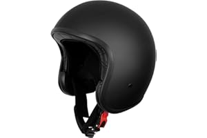 Westt Casco Jet vintage Retro moto uomo donna ruolo casco ciclomotore Mofa Vespa pilota moto a mezza calotta Chop, ECE DOT certificato, nero, M (57-58 cm)