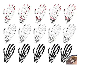 12 Pieces Halloween Skeleton Hands Bone Hair Clips Claws Skull Hand Hair Clip Hairpin Zombie Punk Rock Horror Hair Clip for Women Girls Hair Accessories