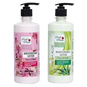 PINK PLUMS Luxurious Skin Care Deep Nourish Moisturising Pink Blossom and Fresh Aloe Body Lotion for Dry Skin, COMBO (Pack-2) Each 500ml