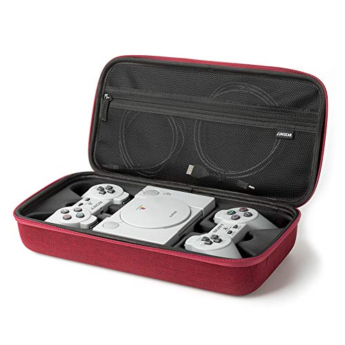Preisvergleich Produktbild LUNGEAR Tragbare Schutzhülle Kompatibel Sony Playstation Classic 2018 Konsole, Hartschale, Reisetasche für Konsole, Zwei Controller und anderes Zubehör, Rot