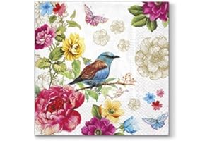 PAW DECOR COLLECTION 20 Paper Lunch Napkins BIRD OF PARADISE - Serviettes Pink Flowers Butterfly 3ply
