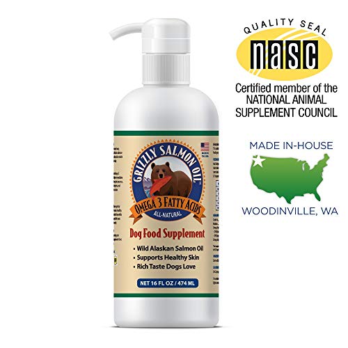 Grizzly salmón Aceite Natural Perro Alimentos suplemento en Pump-Bottle dispensador