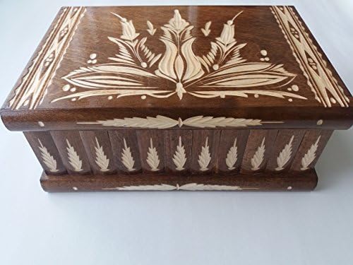 Giant big huge puzzle box secret magic box beautiful very special carved wooden jewelry storage box with hidden key space gift womens