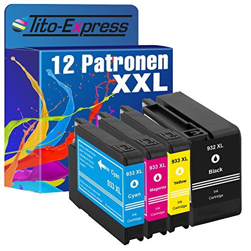 PlatinumSerie® 12x Patrone XXL kompatibel für HP 932 XL und 933 XL Black Cyan Magenta Yellow HP Officejet 6100 6100 E-Printer 6600 6600 E 6600 Premium E HP Officejet 6600 E-ALL-IN-ONE 6700 Premium 7110 7110 E All-In-One HP Officejet 7610 7610 All-In-One 7612 7612 WF