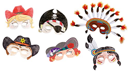 Folia 23219 – Kindermasken Abenteuer 6 Stück in 6 Motiven sortiert, weiß - 3