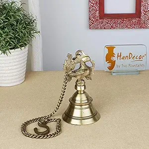 Two Moustaches Brass Peacock Design Hanging Bell, Standard, Antique Brown, 1 Piece (TMP/2351)