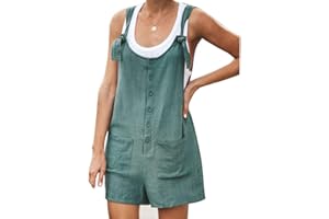 Chickwin Elegante Verano Monos de Mujer Cortos Casual Color Sólido Jumpsuits, Talla Grande Moda Baggy Playa Petos de Pantalón Corto con Bolsillos Fiesta Overoles