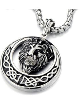 Edelstahl Löwe Anhänger Männer lange Halskette mit 75cm Stahl Weizen-Kette