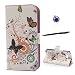 Produktbild Alcatel One Touch POP C9 Hülle, Alcatel One Touch POP C9 Schutzhülle Leder Hülle, Alfort 3 in 1 Flip Wallet Fashion Design Dual Use Falten Premium PU Leder Tasche Case Cover Folio Mappen Kasten Abdeckung für Alcatel One Touch POP C9 OT 7047D 5.5" Dual-microSIM Smartphone Funktion Unterstützte Telefone mit Farbige Schmetterlinge ( Weiß ) + Netter Staub Stecker + Alfort Schwarz Stylus Pen