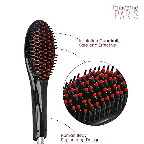 MadameParis ✮✮✮ Haarbürste Haar Glätter – ZOE Ausgabe ✮✮✮ sofort Glattes Haar – natürliches Ergebnis – einstellbare Temperatur – Keramik – kein Verbrennungsrisiko – seidiges Haar – täglicher Gebrauch - 9
