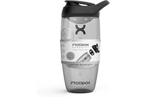 Promixx Pursuit Protein Shaker Bottle - Premium Shaker for Protein Shakes - Lifetime Durability, Leakproof, Odourless - 700ml / 24oz (Stealth Black)