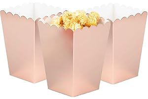 We Moment Zone 24 Stück Popcorn Tüten Rosegold,Popcorn Boxen Klein,Mini Popcorn Behälter,Popcorn Kästen Rosegold aus Papier für Familienfeier,Geburtstagsfeiert Partys