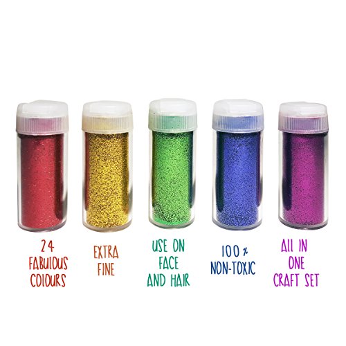 Extrafeiner Glitter für Kunst & Handwerk – Dekoration für Gesicht und Nägel – Set aus 24 Farben - 2