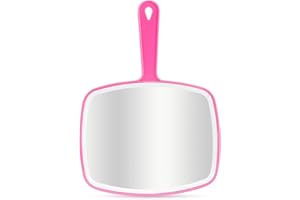 DVHOK Handspiegel, 26.4 x 18.8 cm Tragbarer Handspiegel mit Loch zum Aufhängen im Griff, Rosa