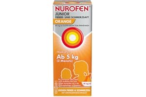 LEAPOA Nurofen Junior Fieber- und Schmerzsaft – Ibuprofen-Saft mit Orangen Geschmack bei Fieber und Schmerzen – Für Kinder – 40 mg/ 100 ml