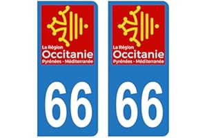 HADEXIA - Adhesivo para placa de matrícula de coche, departamento 66 Pirineos Orientales, logotipo de la región occitania