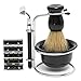 LuckyFine Men 4in1 Set Black Shave Stand + Bristle Brush + Bowl + Safety Razor Travel Gift