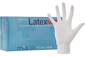 MTS Safety & Protection Einweghandschuhe S - 100 Stück/Box Latexhandschuhe Weiß - Einmalhandschuhe Puderfreie Handschuhe Natural Latex Gummihandschuhe Einweg Gloves (S, 100 Stück)