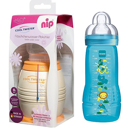 Preisvergleich Produktbild NIP Flaschenkühler Cool Twister inkl. inkl. 1 x MAM BabyBottle Easy Active Flasche 330ml mit Sauger 4 Mo