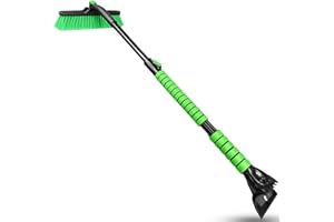 ‎SEAAES Eiskratzer Auto, SEAAES 112CM Auto Reinigungsbürste und Schneebürste für Auto-Windschutzscheibe, ausziehbare Schneeräumbürste mit Schaumstoffgriff für LKW SUV Windschutzscheibe