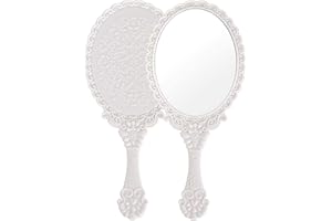 COLEXY Miroir professionnel confortable, petit miroir, cadeau femme, 17,5 x 8 cm (blanc)
